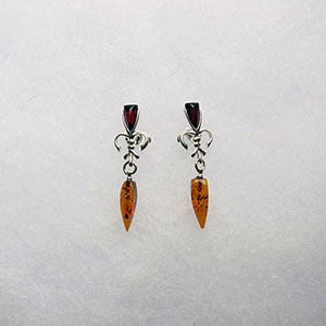 Boucles d'oreilles fleur de lys  - bijou ambre et argent